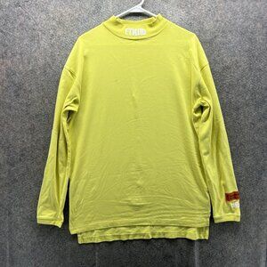 Heron Preston Shirt Mens XS Yellow Mock Neck Long Sleeve CTИЛЬ Logo Tee Designer